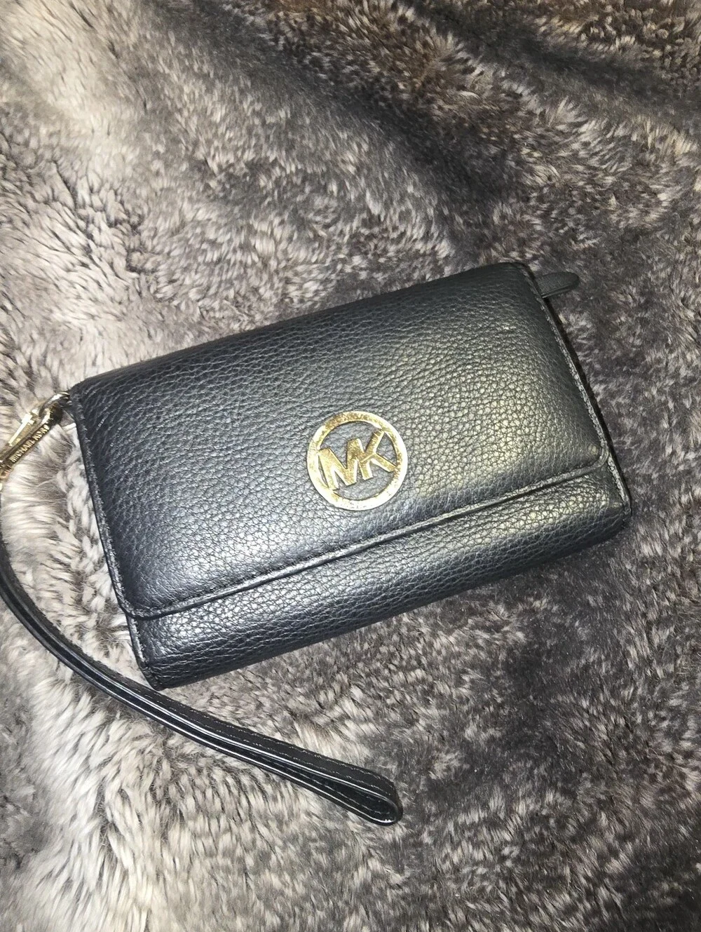 Michael Kors Black Leather Wallet Wristlet Mk